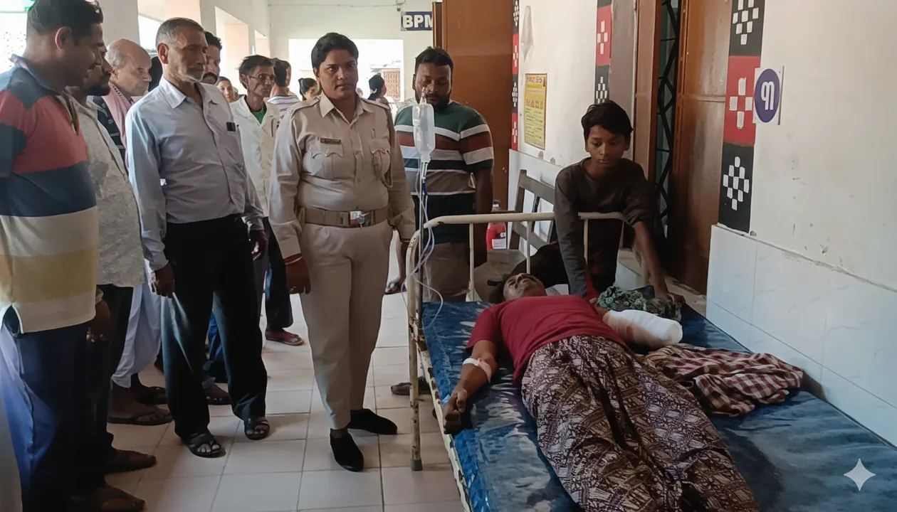  Young man attacked by crocodile in Kishornagar of Angul. Photograph: (sambad.in) 