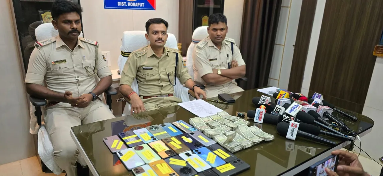  Koraput police press meet on Monday. Photograph: (sambad.in) 
