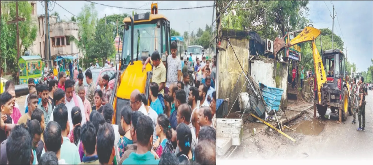  eviction in Chandrashekharpur: ଚନ୍ଦ୍ରଶେଖରପୁରରେ ଉଚ୍ଛେଦବେଳେ ଉତ୍ତେଜନା: ୟୁନିଟ୍-୪ ହାଟରୁ ଜବରଦଖଲ ଉଚ୍ଛେଦ