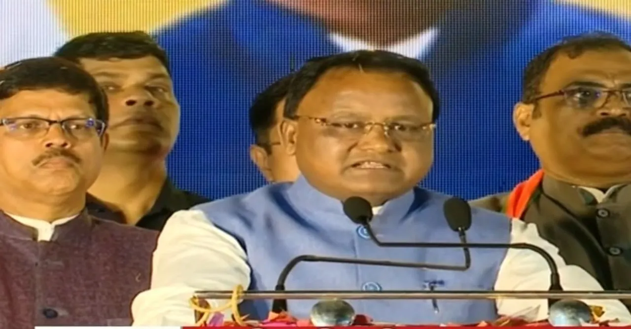  CM Mohan Majhi deliver speech after win in Nuapada election. Photograph: (sambad.in) 