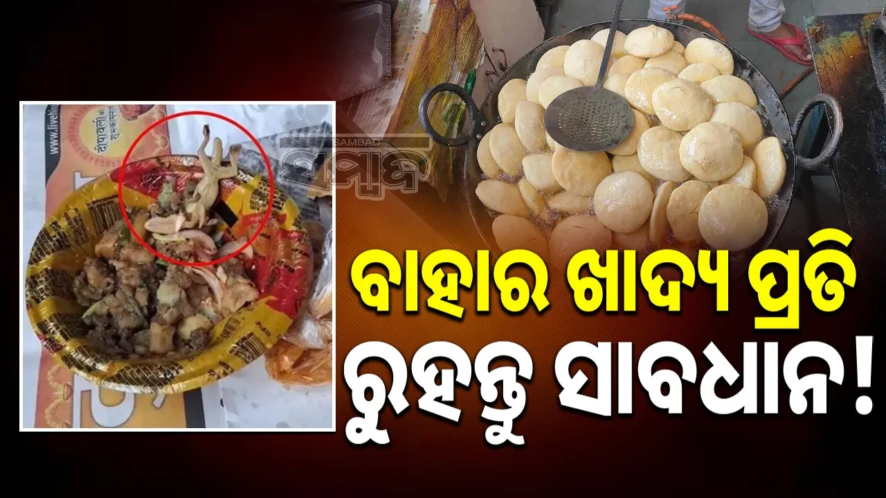  Lizard found kachori sabzi Photograph: (@sambad.in) 