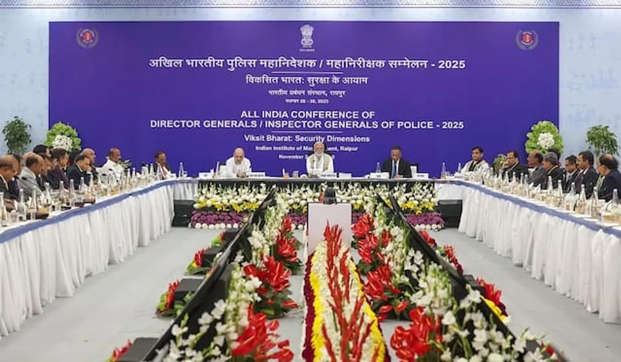  PM Narendra Modi chaired DGP meeting. Photograph: (sambad.in) 