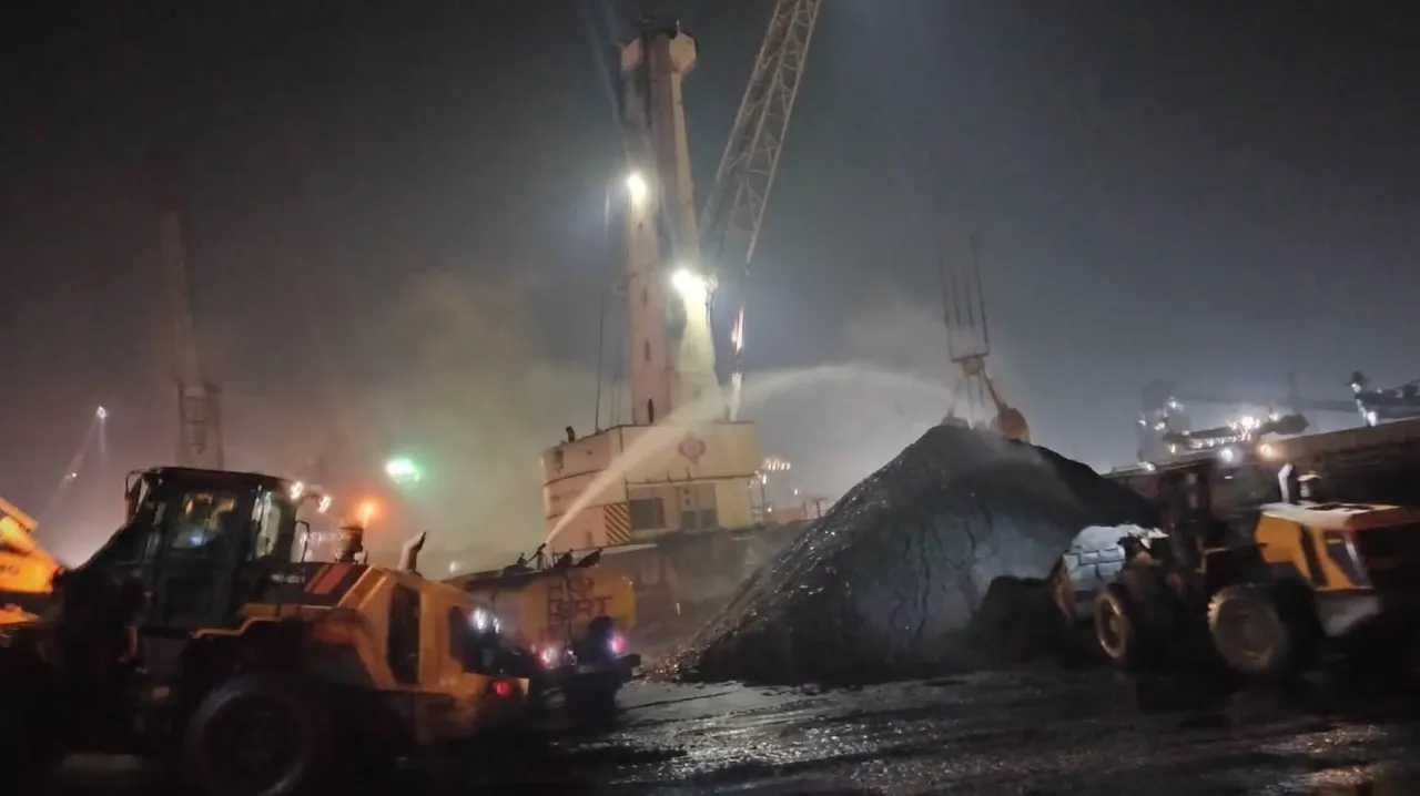  fire at paradip port in coal loaded ship Photograph: (Sambad.in) 