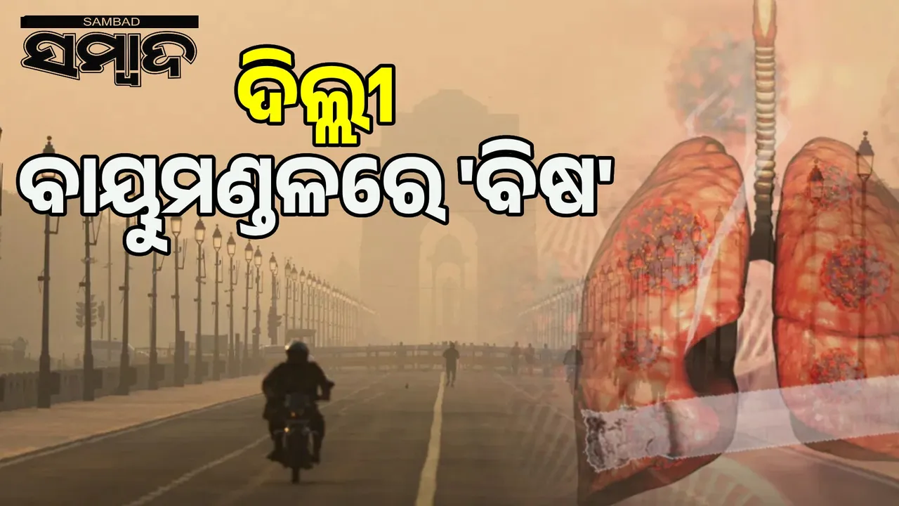  Breathing Delhi's air is equivalent to smoking 14 cigarettes a day! Photograph: (sambad.in) 