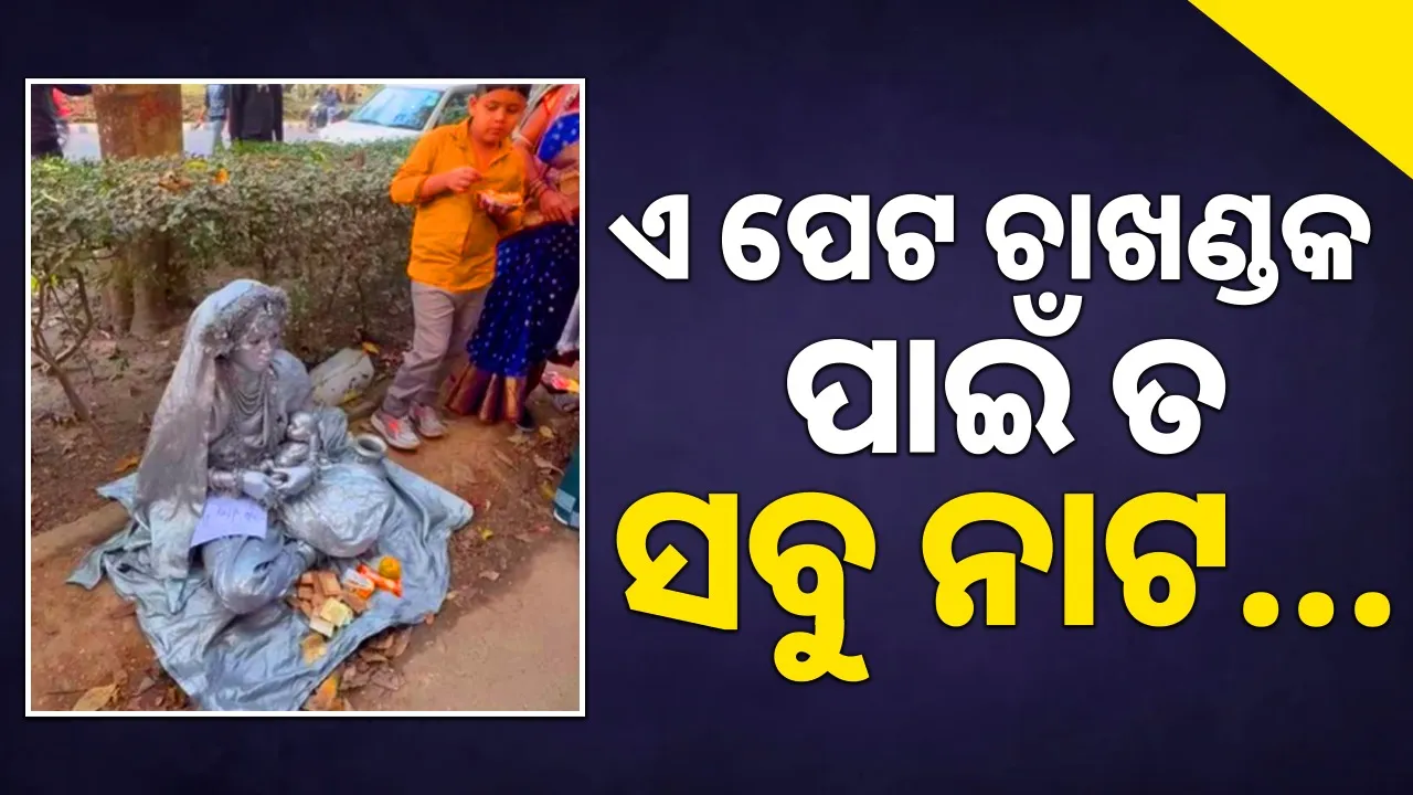  living-statue-woman-viral-video Photograph: (@sambad.in) 