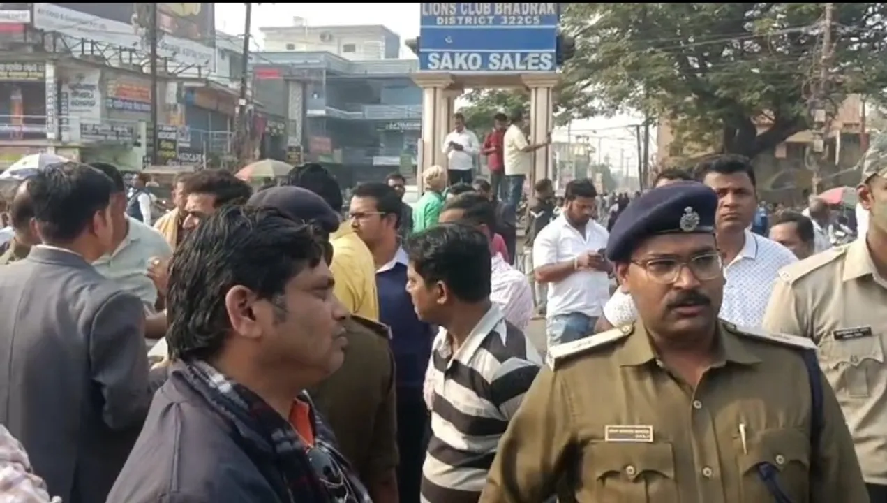  Tension in Bhadrak town. Photograph: (sambad.in) 
