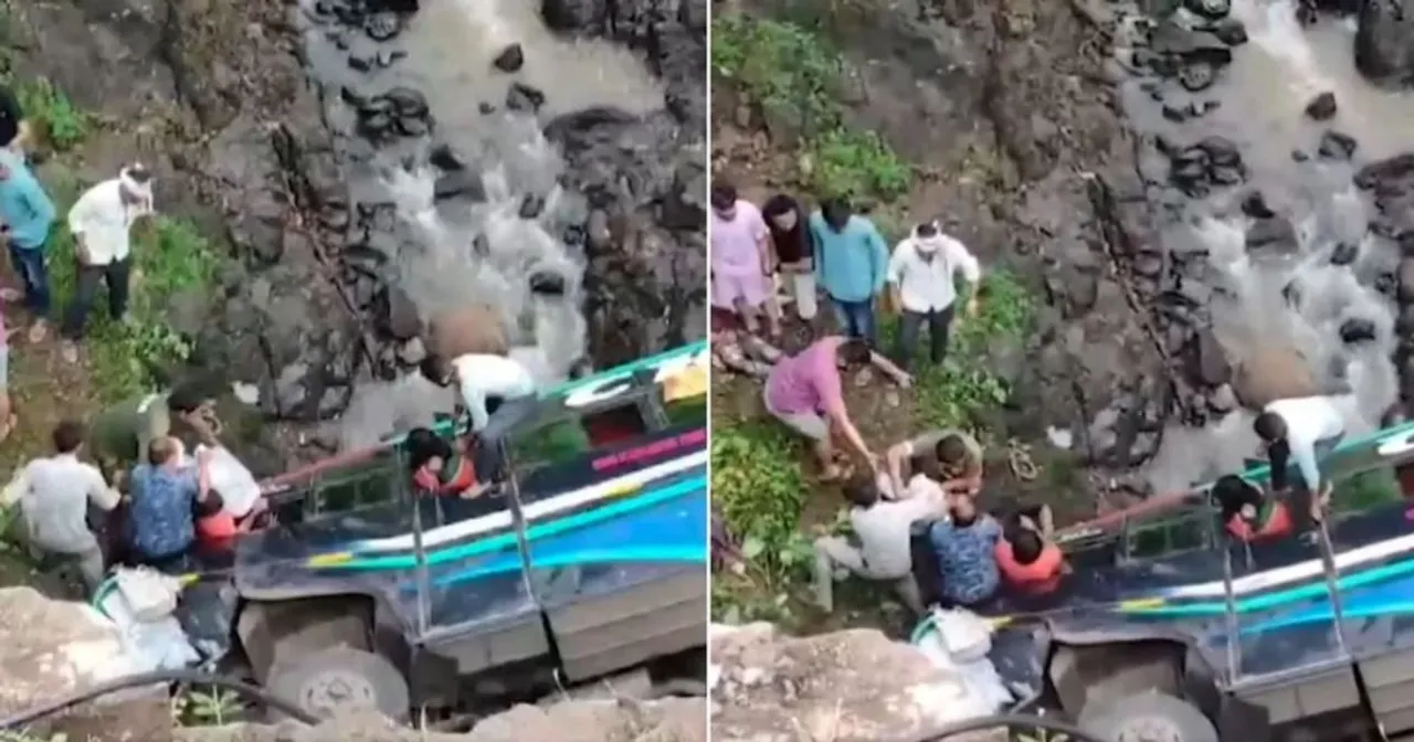  ୫୦ଜଣ ଯାତ୍ରୀଙ୍କ ସହିତ ୩୦ ଫୁଟ ଗଭୀର ଖାଇକୁ ଖସିଲା ବସ୍