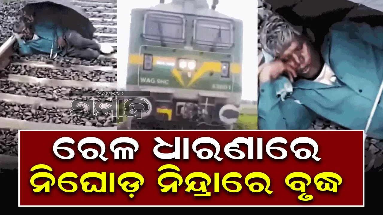  ଧାରଣାରେ ଛତା ଧରି ନିଘୋଡ଼ ନିନ୍ଦ୍ରାରେ ବୃଦ୍ଧ
