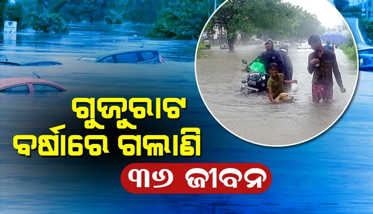  ଗୁଜୁରାଟ ବର୍ଷା: ପାଣିରେ ଭାସି, କାନ୍ଥ ଓ ଗଛ ପଡ଼ି ଗଲାଣି ୩୬ ଜୀବନ