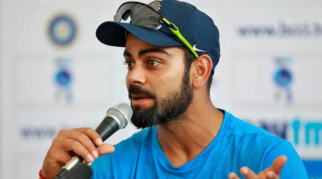  India's captain Virat Kohli attends a news conference ahead of their first test cricket match against England in Rajkot, India, November 8, 2016. REUTERS/Amit Dave 