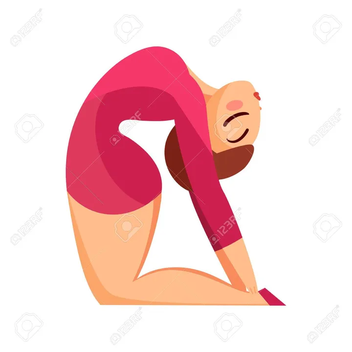  Beautiful girl gymnast isolated on a white background. Girl in a cartoon style perform gymnastic exercises. Vector illustration. 
