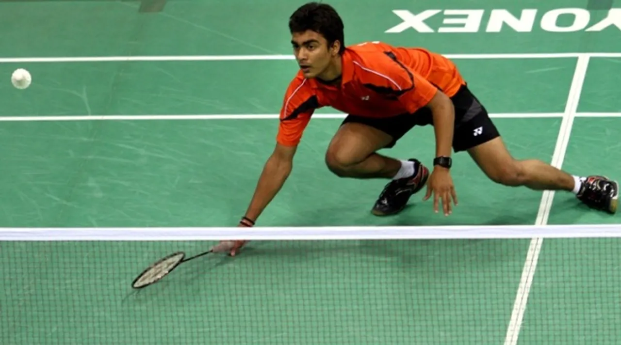  Sameer Verma of India in action at a qualification men single match against  Vladimir Ivanov of Russia during the India Open Super Series 2012 at Siri Fort sports complex in New Delhi. *** Local Caption *** Sameer Verma of India in action at a qualification men single match against  Vladimir Ivanov of Russia during the India Open Super Series 2012 at Siri Fort sports complex in New Delhi. Express photo by RAVI KANOJIA. New Delhi April 24th-2012
The Indian Express 