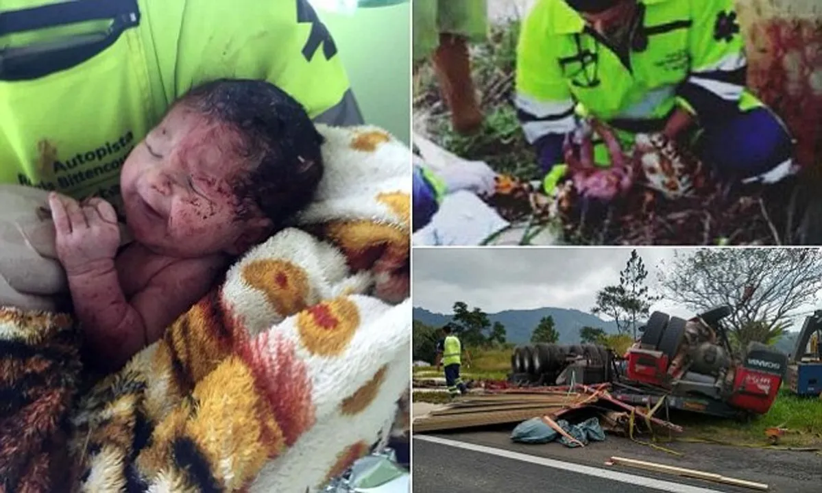  Baby miraculously survives after being ripped from her mother's womb and thrown onto a grass verge in horror car crash 