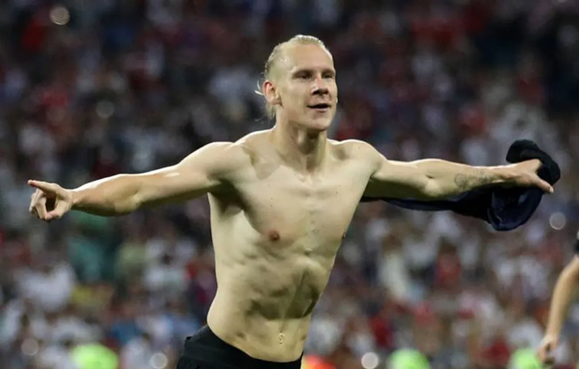  Soccer Football - World Cup - Quarter Final - Russia vs Croatia - Fisht Stadium, Sochi, Russia - July 7, 2018  Croatia's Domagoj Vida celebrates their second goal  REUTERS/Carl Recine 