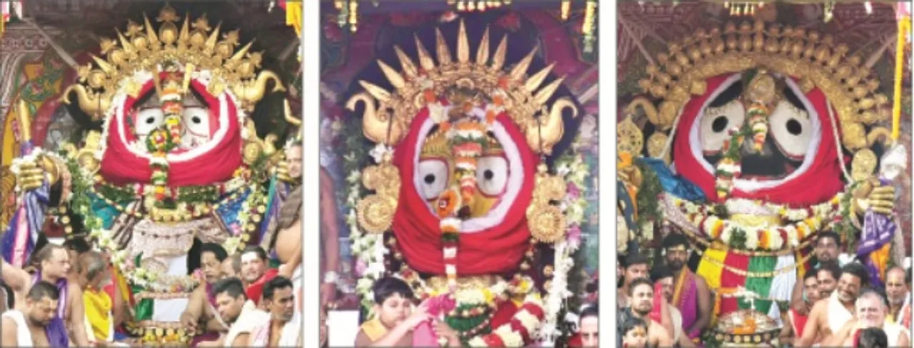  ସୁନାବେଶରେ ତିନି ଠାକୁର : ଭାବ ଭକ୍ତିରେ ଉଛୁଳିଲା ବଡ଼ଦାଣ୍ଡ, ଶ୍ରୀକ୍ଷେତ୍ରରେ ୧୦ ଲକ୍ଷ ଭକ୍ତଙ୍କ ସମାଗମ