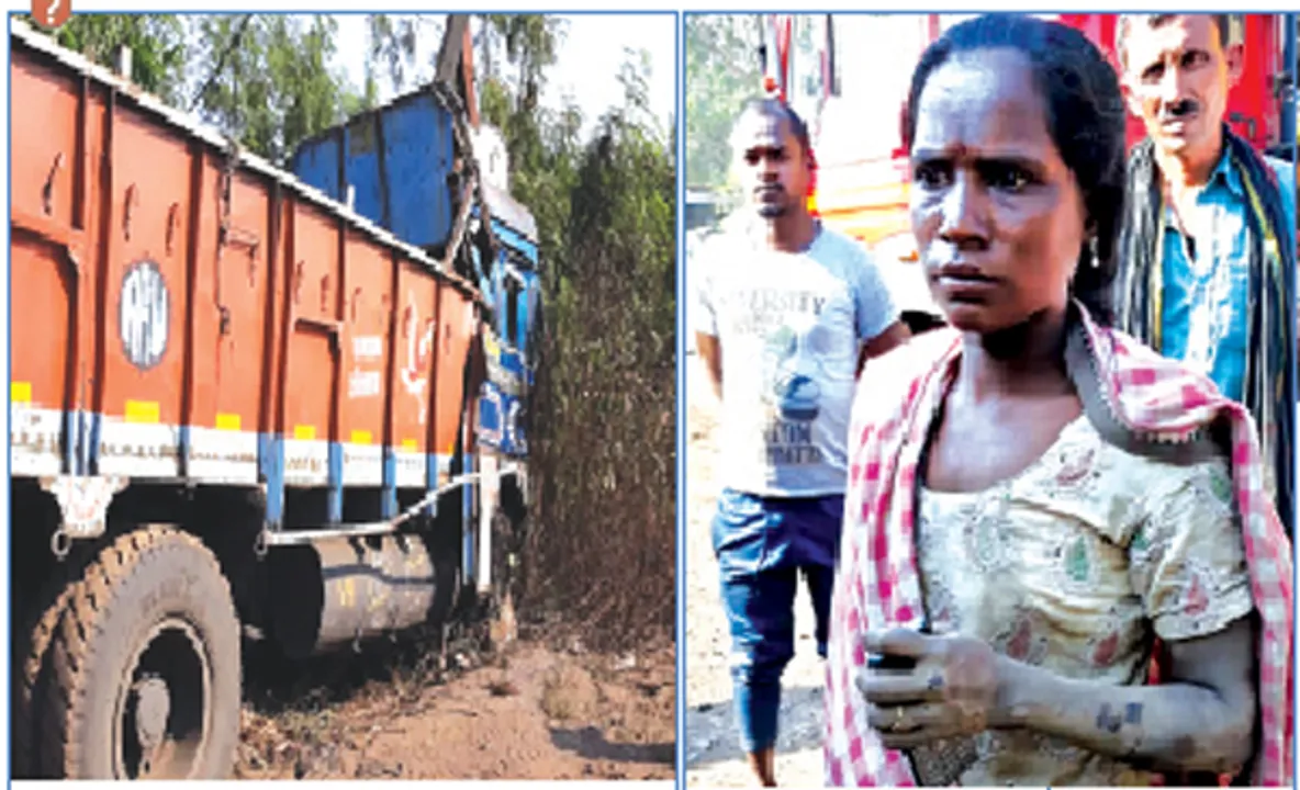  ଖୁଣ୍ଟରେ ପିଟିହେଲା ଟ୍ରକ: ଯୁବତୀ ଆହତ, ରାସ୍ତାରୋକ