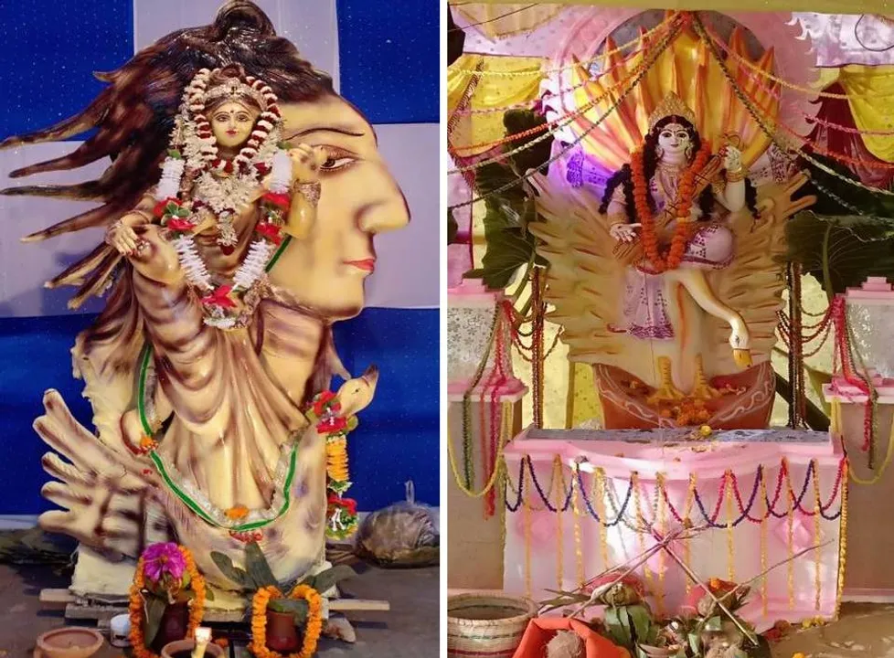  ବାଲେଶ୍ୱରରେ ମା’ ସରସ୍ୱତୀଙ୍କ ପୂଜା। (ଫଟୋ: ମନୋଜ)
