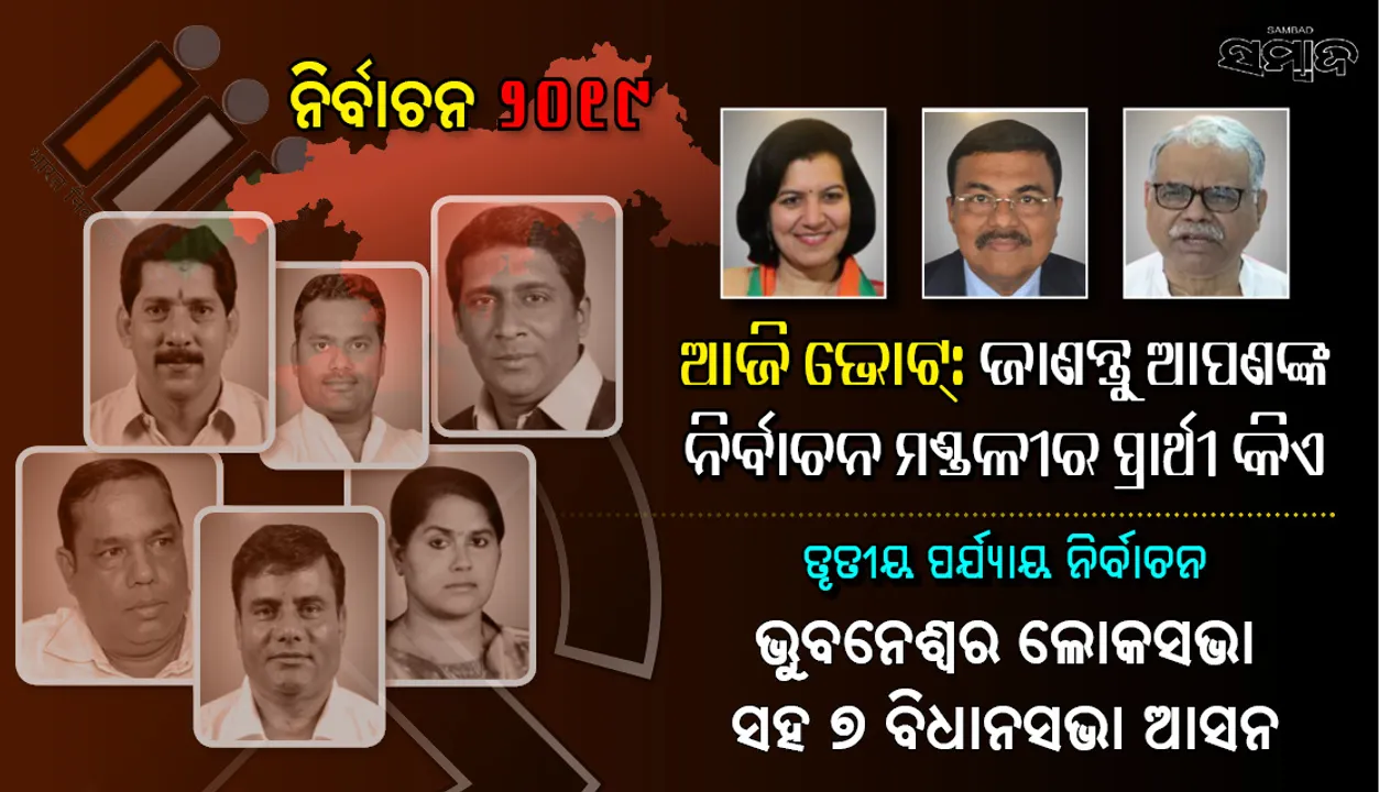  ରାଜଧାନୀ ରାଜନୀତି : ଭୁବନେଶ୍ୱର ଲୋକସଭା ଓ ଏହା ଅନ୍ତର୍ଗତ ୭ ବିଧାନସଭା ଆସନରୁ ଲଢ଼ୁଥିବା  ଏହି  ପ୍ରମୁଖ ପ୍ରାର୍ଥୀଙ୍କ ଭାଗ୍ୟପରୀକ୍ଷା ଆଜି