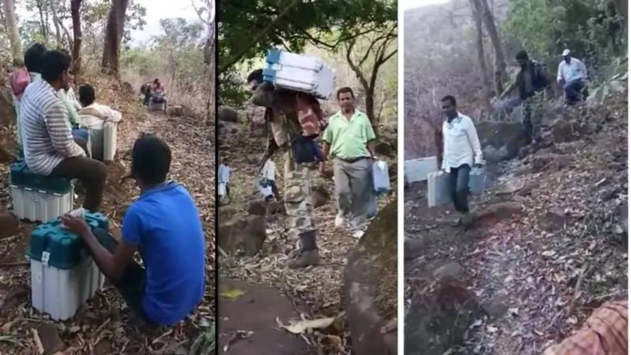  ମାଲକାନଗିରି: ଲ୍ୟାଣ୍ଡମାଇନ୍‌ ବିସ୍ଫୋରଣକୁ ଖାତିର ନକରି ଅନ୍ଧାର ରାତିରେ ପାହାଡ଼ିଆ ରାସ୍ତା ଦେଇ ୧୫ କିଲୋମିଟର ଚାଲିଲେ ପୋଲିଂ ପାର୍ଟି