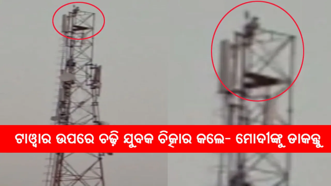  ମୋବାଇଲ୍ ଟାୱାର ଉପରେ ଚଢ଼ି ଯୁବକ ଚିତ୍କାର କଲେ- ମୋଦୀଙ୍କୁ ଡାକନ୍ତୁ.. ମୋଦୀଙ୍କୁ ଡାକନ୍ତୁ; ଜାଣନ୍ତୁ କାହିଁକି ଏପରି କରୁଥିଲେ ସେ