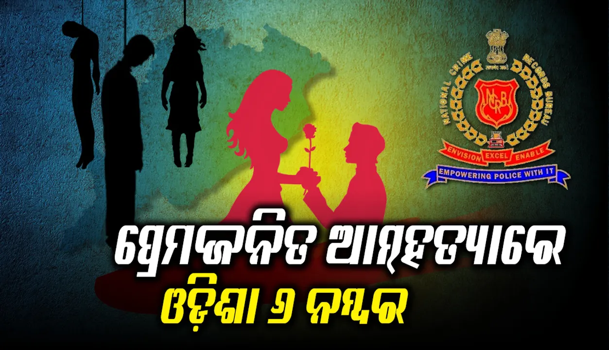  ଜାତୀୟ କ୍ରାଇମ ରେକର୍ଡ ବ୍ୟୁରୋର ତଥ୍ୟ: ପ୍ରେମଜନିତ ଆତ୍ମହତ୍ୟାରେ ଓଡ଼ିଶା ୬ ନମ୍ବର,ଯୁବତୀଙ୍କଠାରୁ ଅଧିକ ଯୁବକ ଆତ୍ମହତ୍ୟା କରିଛନ୍ତି