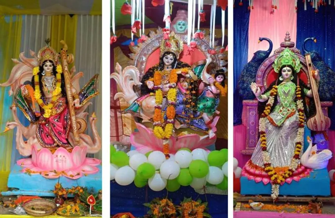  ବାଲେଶ୍ୱର ସହରର ବିଭିନ୍ନ ସ୍ଥାନରେ ମା’ ସରସ୍ୱତୀଙ୍କ ପୂଜା। (ଫଟୋ: ମନୋଜ ବିଶ୍ୱାଳ)
