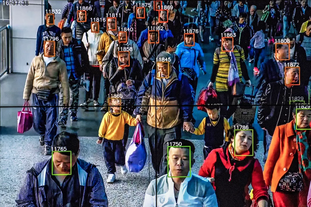  Monitors display a video showing facial recognition software in use at the headquarters of the artificial intelligence company Megvii, in Beijing, May 10, 2018. Beijing is putting billions of dollars behind facial recognition and other technologies to track and control its citizens. (Gilles SabriÈ/The New York Times) 