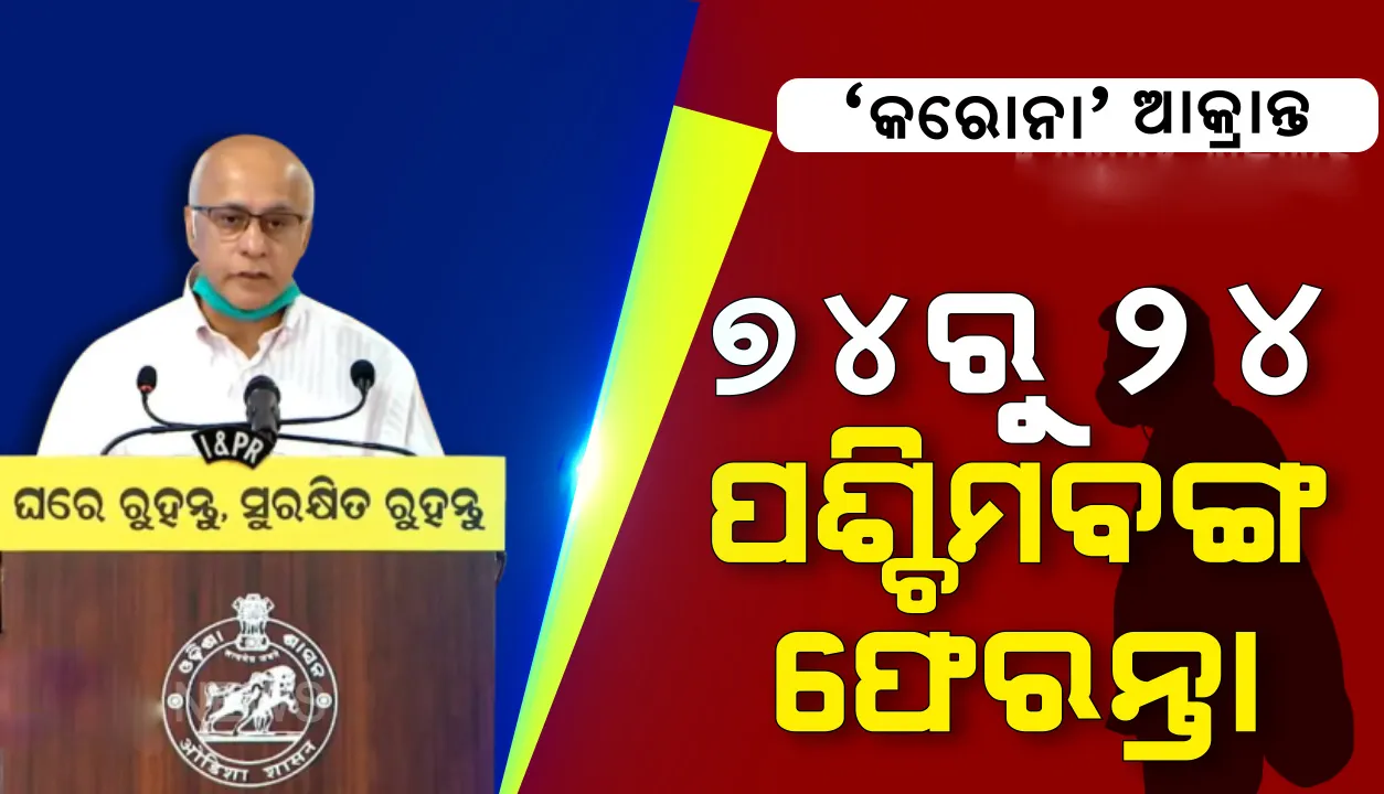 ରାଜ୍ୟର ୭୪ କରୋନା ଆକ୍ରାନ୍ତଙ୍କ ମଧ୍ୟରୁ ପଶ୍ଚିମବଙ୍ଗରୁ ଫେରିଛନ୍ତି ୨୪ ଜଣ