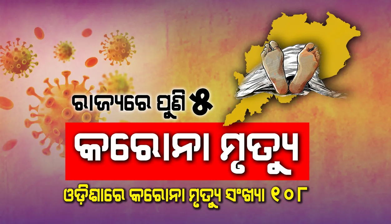  ରାଜ୍ୟରେ ପୁଣି ୫ କରୋନା ଆକ୍ରାନ୍ତଙ୍କ ମୃତ୍ୟୁ, କରୋନାଜନିତ ମୃତ୍ୟୁସଂଖ୍ୟା ୧୦୮କୁ ବୃଦ୍ଧି