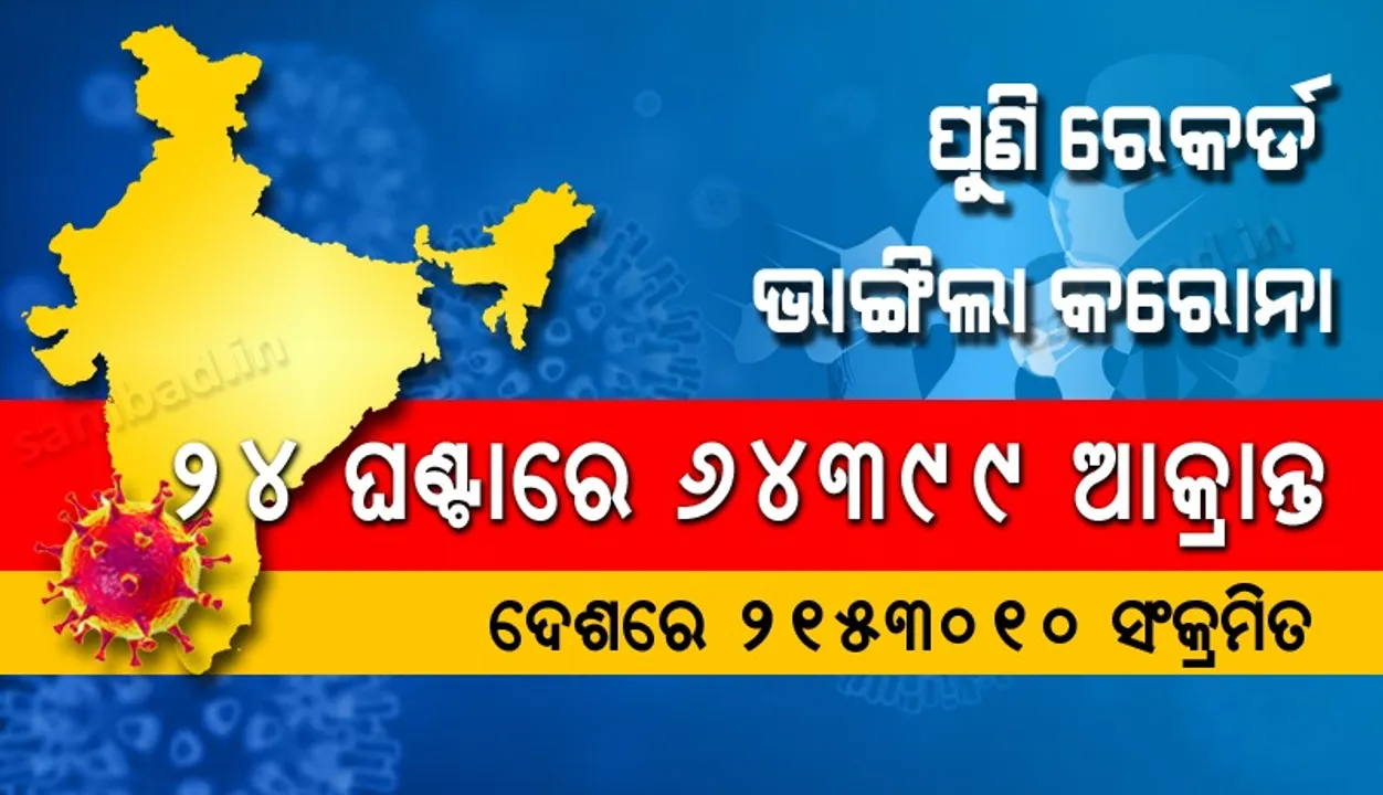  ୨୪ଘଣ୍ଟାରେ ସର୍ବାଧିକ ୬୪,୩୯୯ଜଣ କରୋନା ଆକ୍ରାନ୍ତ ଚିହ୍ନଟ, ୮୬୧ଆକ୍ରାନ୍ତ ମୃତ