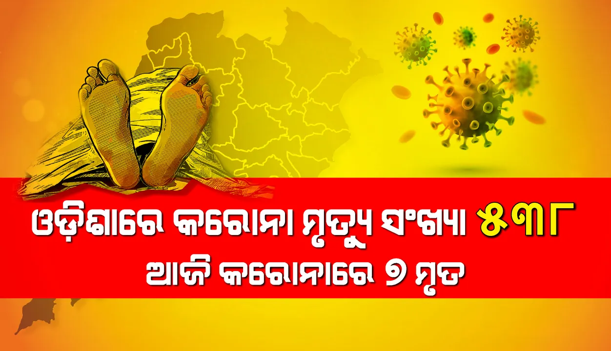  ପୁଣି ୭ଜଣଙ୍କର କରୋନାରେ ପ୍ରାଣହାନି, ରାଜ୍ୟରେ ମୃତକଙ୍କ ସଂଖ୍ୟା ୫୩୮ ହେଲା