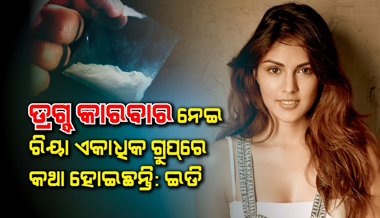  ଡ୍ରଗ୍ସ କାରବାର ନେଇ ରିୟା ଏକାଧିକ ହ୍ବାଟ୍‌ସଆପ୍‌ ଗ୍ରୁପ୍‌ରେ କଥା ହୋଇଛନ୍ତି : ଇଡି