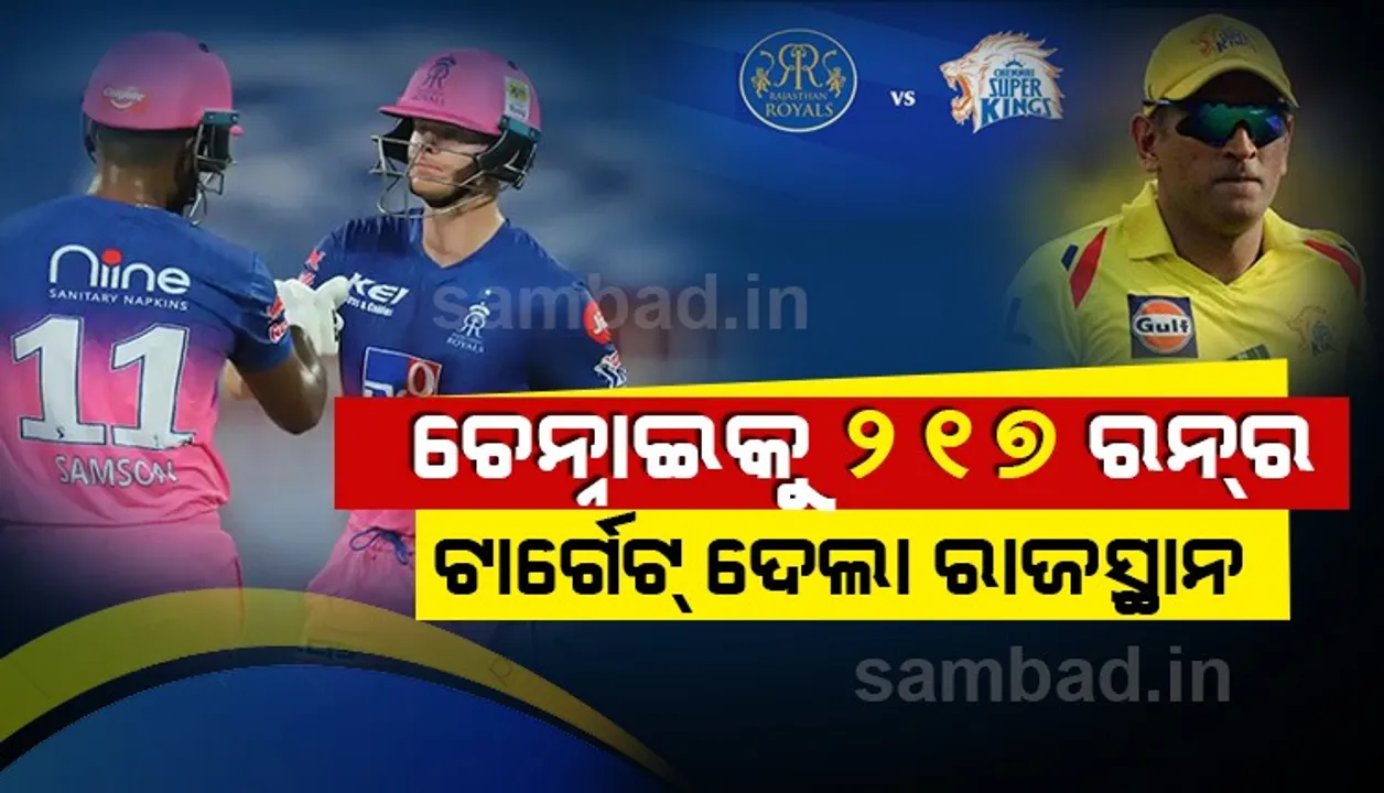  ଆଇପିଏଲ ୨୦୨୦ : ଚେନ୍ନାଇ ଆଗରେ ୨୧୭ ରନର ଲକ୍ଷ୍ୟ ରଖିଲା ରାଜସ୍ଥାନ; ସାମସନ୍, ଆର୍ଚରଙ୍କ ବିସ୍ଫୋରକ ବ୍ୟାଟିଂ