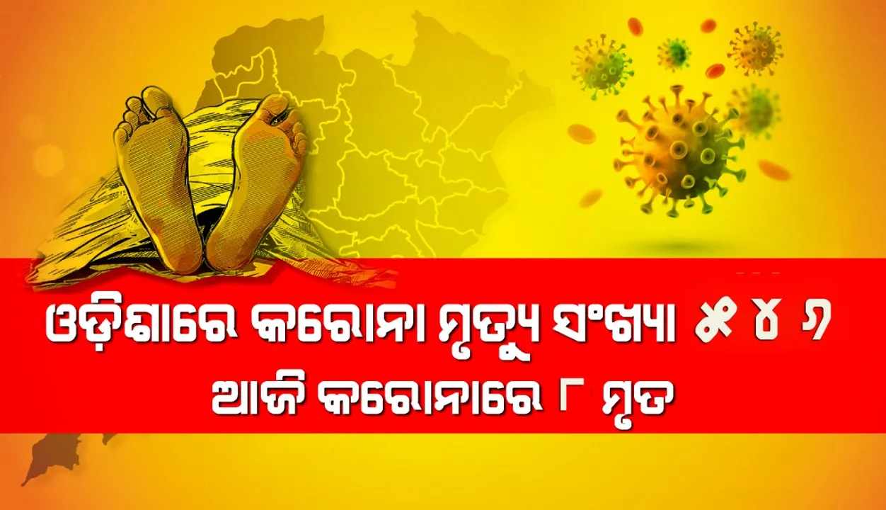  ଆଉ ୮ଜଣଙ୍କ ମୃତ୍ୟୁ, ରାଜ୍ୟରେ କରୋନାଜନିତ ମୃତକଙ୍କ ସଂଖ୍ୟା ୫୪୬କୁ ବୃଦ୍ଧି