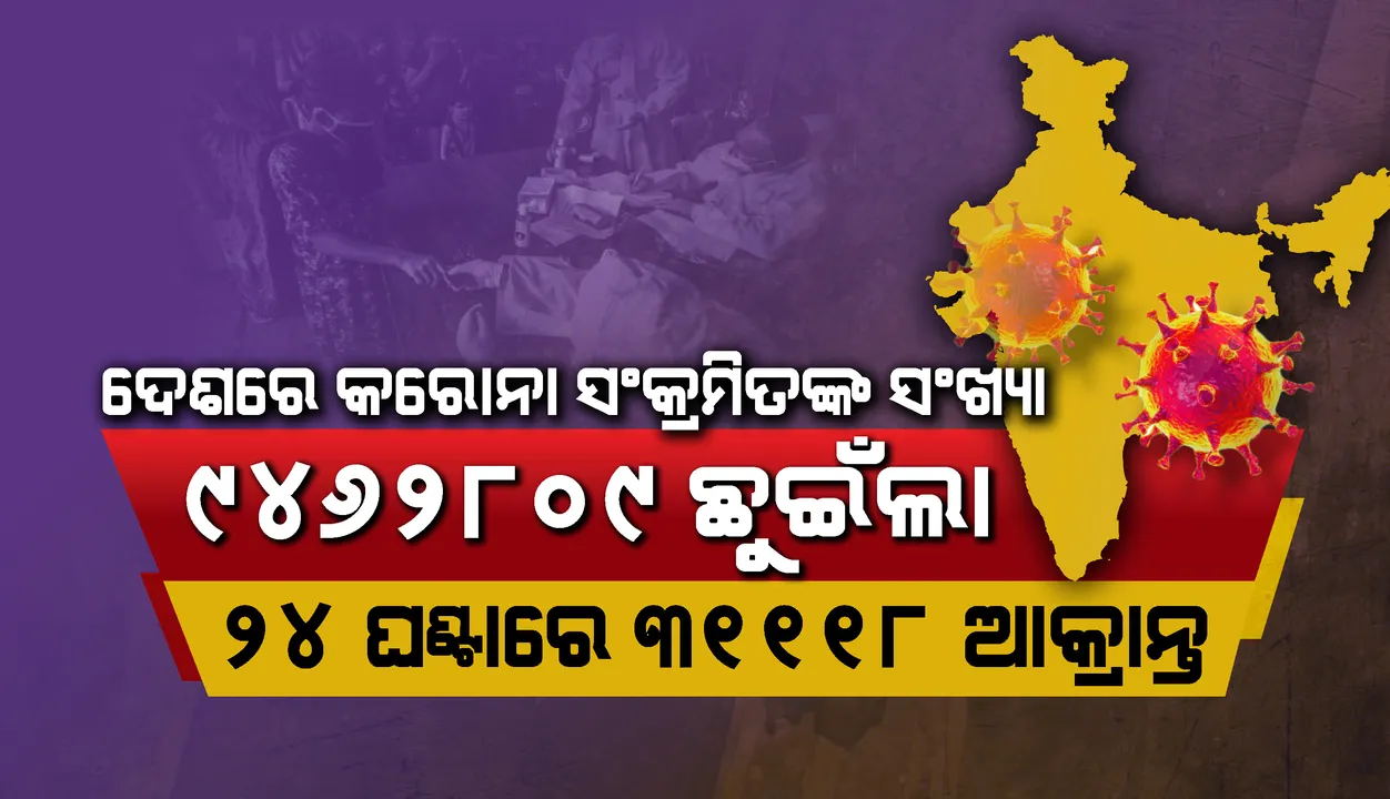  ଦେଶରେ କରୋନା ଆକ୍ରାନ୍ତ ସଂଖ୍ୟା ୯୪ ଲକ୍ଷ ଟପିଲା, ୨୪ ଘଣ୍ଟାରେ ୪୮୨ ମୃତ