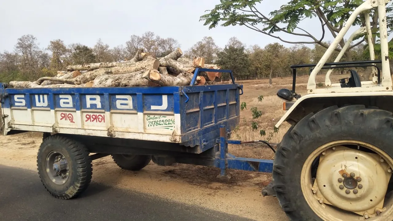  ଘଟଗାଁ : ଟ୍ରାକ୍ଟର ସହ କାଠ ଜବତ