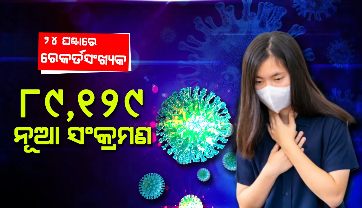  ୨୪ ଘଣ୍ଟାରେ ଦେଶରେ ରେକର୍ଡସଂଖ୍ୟକ ୮୯,୧୨୯ କୋଭିଡ୍‌-୧୯ ଆକ୍ରାନ୍ତ ଚିହ୍ନଟ: ୧୨.୩୯ ନିୟୁତ ଟପିଲା ସମୁଦାୟ ସଂକ୍ରମଣ ସଂଖ୍ୟା