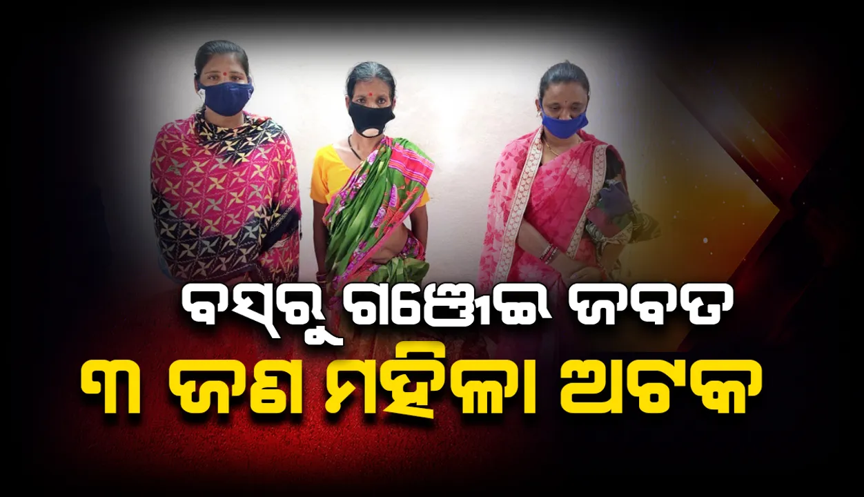  ଘରୋଇ ବସରୁ ୨୫ କିଲୋ ଗଞ୍ଜେଇ ଜବତ, ୩ ମହିଳାଙ୍କ ସମେତ ଦୁଇ ଡ୍ରାଇଭର, ହେଲ୍ପର ଓ କଣ୍ଡକ୍ଟର ଥାନାରେ ଅଟକ