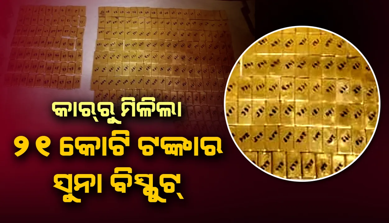  ୧୮ ଘଣ୍ଟା ତଲାସ କରିବା ପରେ କାର୍‌ରୁ ମିଳିଲା ୨୧ କୋଟି ଟଙ୍କାର ୨୬୦ଟି ସୁନା ବିସ୍କୁଟ୍‌