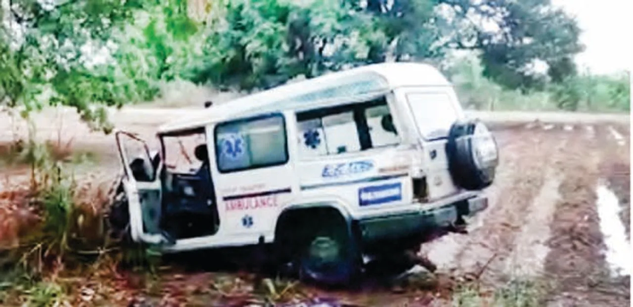  ସ୍ତ୍ରୀଙ୍କ ଶବଗାଡ଼ି ଦୁର୍ଘଟଣାଗ୍ରସ୍ତ; ସ୍ବାମୀ ମୃତ