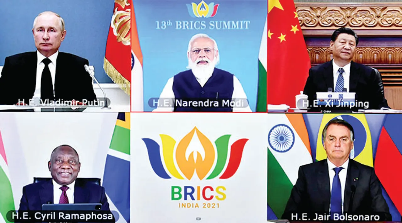  The Prime Minister, Shri Narendra Modi chairing the 13th BRICS Summit, through video conferencing, in New Delhi on September 09, 2021. 