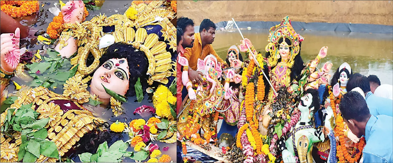  ବିଦାୟ ନେଲେ ମା’: ବିନା ଶୋଭାଯାତ୍ରାରେ ହେଲା ବିସର୍ଜନ