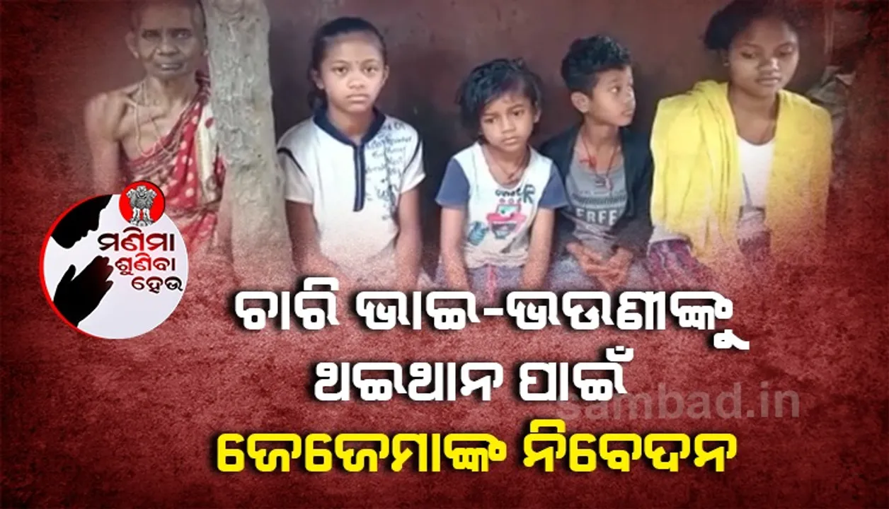  ଚାରି ନାତିନାତୁଣୀଙ୍କୁ ପୋଷୁଛନ୍ତି ଜେଜେମା, ସହାୟତା ପାଇଁ ପ୍ରଶାସନ ନିକଟରେ ନିବେଦନ
