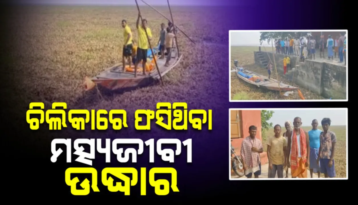  ଚିଲିକା ମଝିରେ ଫସିଥିବା ମତ୍ସ୍ୟଜୀବୀ ଉଦ୍ଧାର