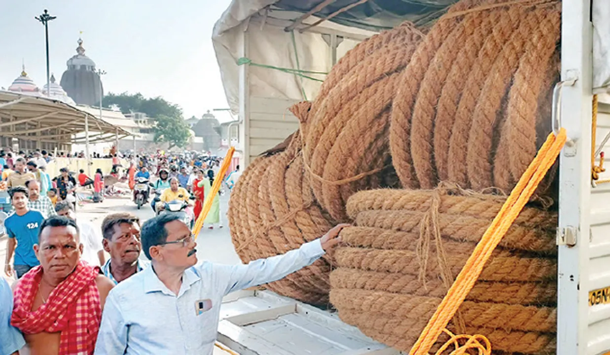  ଶ୍ରୀକ୍ଷେତ୍ରରେ ପହଞ୍ଚିଲା ତିନି ରଥର ଦଉଡ଼ି