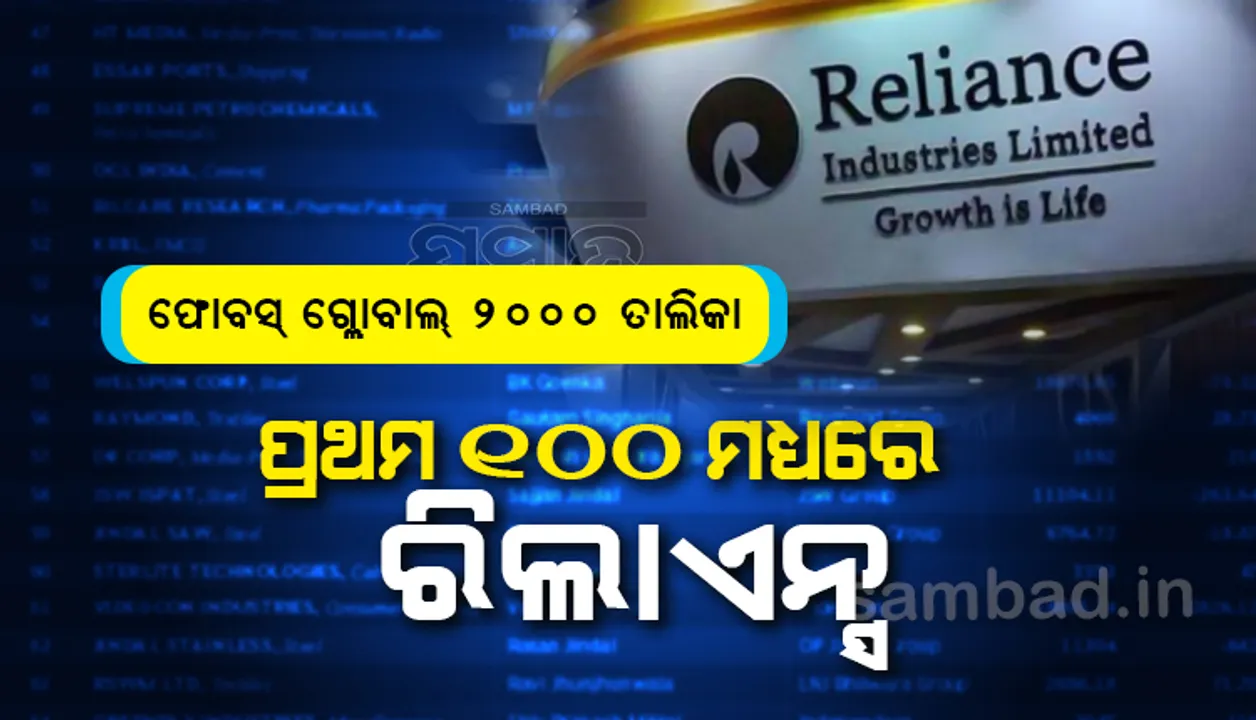  ଫୋବସ ଗ୍ଲୋବାଲ ୨୦୦୦ ତାଲିକା : ପ୍ରଥମ ୧୦୦ଟି କମ୍ପାନି ମଧ୍ୟରେ ଭାରତର କେବଳ ରିଲାଏନ୍ସ ଇଣ୍ଡଷ୍ଟ୍ରିଜ୍