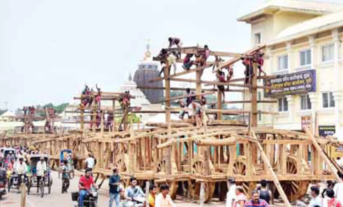  ରଥଖଳା ହାଲଚାଲ: ତିନି ରଥର ପ୍ରଥମ ଭୂଇଁ କାମ ଆରମ୍ଭ; ଉଠିଲା ଛ’ କାଠ, ଆଜି ଉଠିବ ଚଉଦ ନାହାକା