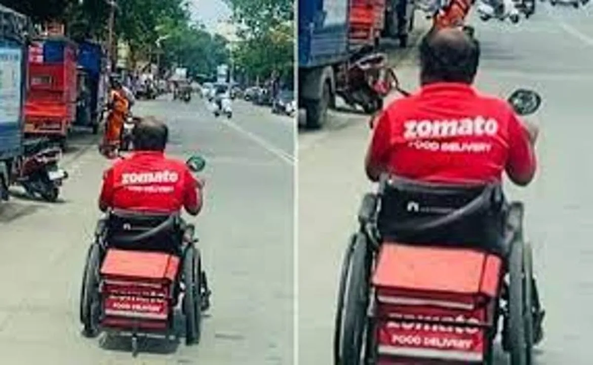  ଦୃଷ୍ଟାନ୍ତ ସାଜିଲେ ଦିବ୍ୟାଙ୍ଗ ଜୋମାଟୋ ଡେଲିଭରି ବଏ; ହ୍ୱିଲ୍ ଚେୟାରରେ ଯାଇ କରୁଛନ୍ତି ଖାଦ୍ୟ ଡେଲିଭରି: ଭିଡିଓ ହେଲା ଭାଇରାଲ୍