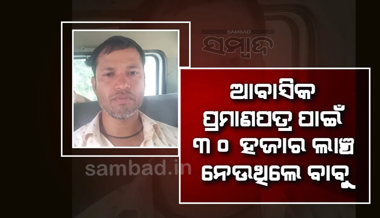  ଭିଜିଲାନ୍ସ ଜାଲରେ ତହସିଲ ଅଫିସ୍‌ର ଡିଇଓ; ଆବାସିକ ପ୍ରମାଣପତ୍ର ପାଇଁ ନେଉଥିଲେ ୩୦ ହଜାର ଲାଞ୍ଚ