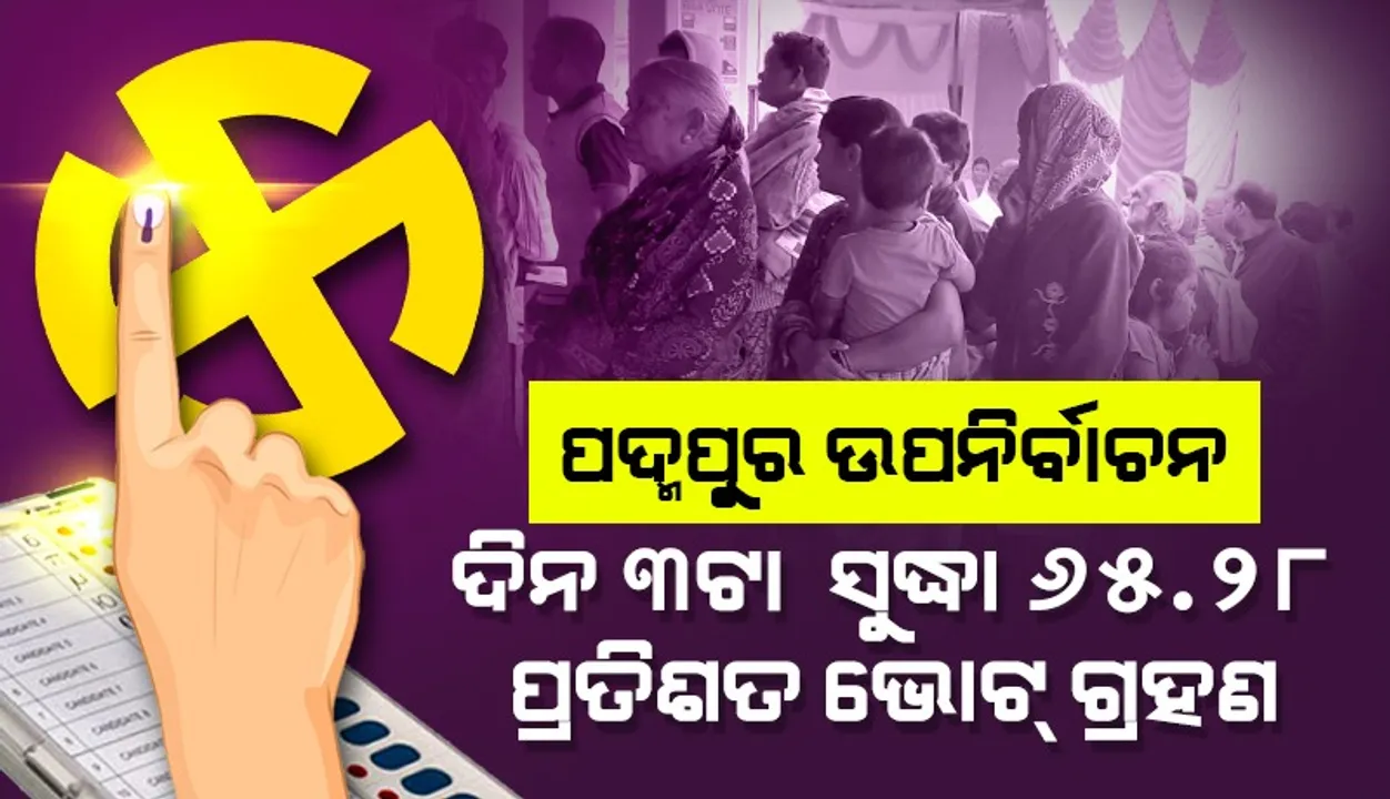  ପଦ୍ମପୁରରେ ଅପରାହ୍ଣ ୩ଟା ସୁଦ୍ଧା ୬୫.୨୮ ପ୍ରତିଶତ ମତଦାନ, ୪ଟାରେ ସରିବ ଭୋଟ୍